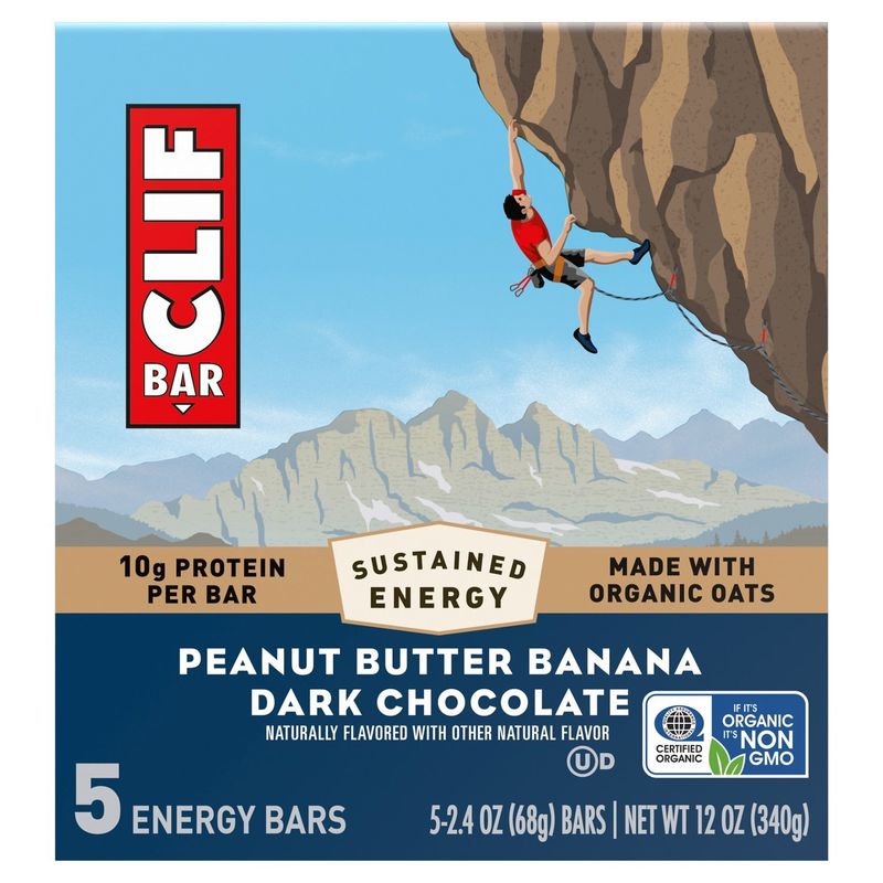 Clif Bar Peanut Butter Banana Dark Chocolate Energy Bars, 2.4 oz, 5 count