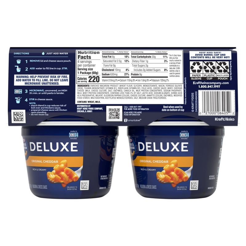 Kraft Mac &amp; Cheese Deluxe Original Cheddar Macaroni &amp; Cheese Sauce, 2.39 oz, 4 count