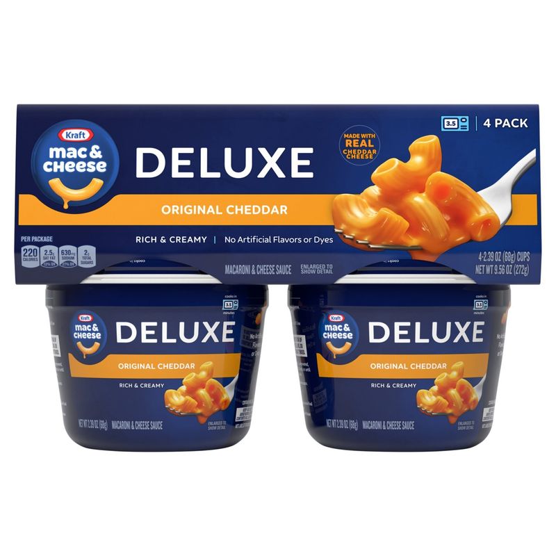 Kraft Mac &amp; Cheese Deluxe Original Cheddar Macaroni &amp; Cheese Sauce, 2.39 oz, 4 count