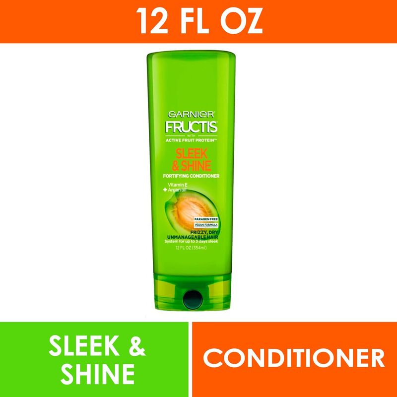 Garnier Fructis Sleek &amp; Shine Fortifying Conditioner for Frizzy, Dry Hair, 12 fl. oz.