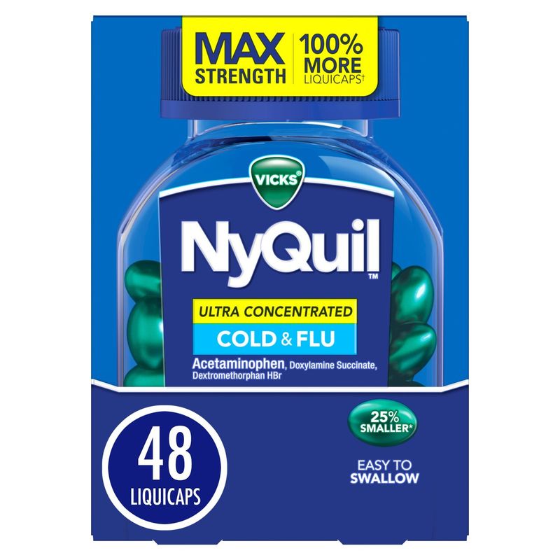 Vicks NyQuil Ultra Concentrated Liquicaps, Cold &amp; Flu Over-the-Counter Medicine, Powerful Multi-Sym