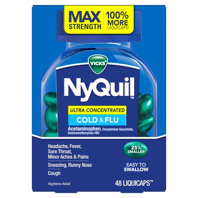Vicks NyQuil Ultra Concentrated Liquicaps, Cold &amp; Flu Over-the-Counter Medicine, Powerful Multi-Sym