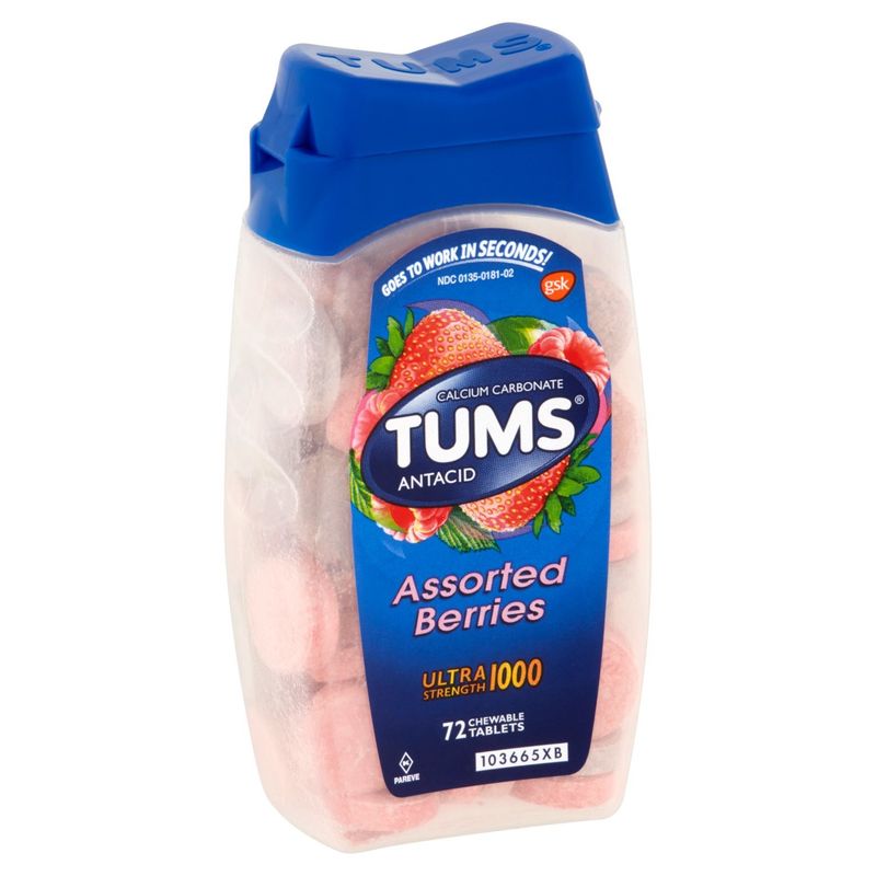 Tums Assorted Berries Ultra Strength 1000 Chewable Tablets, 72 count