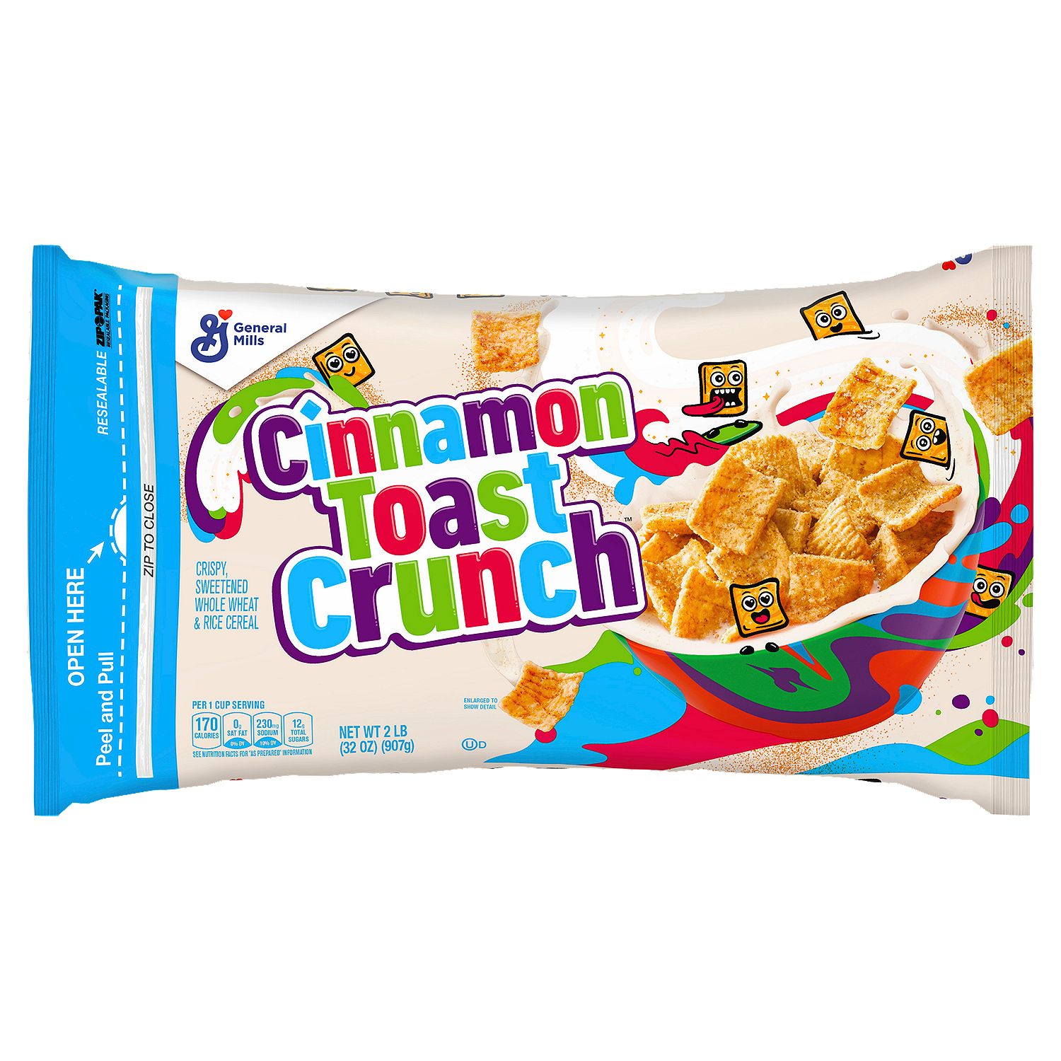 General Mills Cinnamon Toast Crunch Crispy, Sweetened Whole Wheat &amp; Rice Cereal, 2 lb