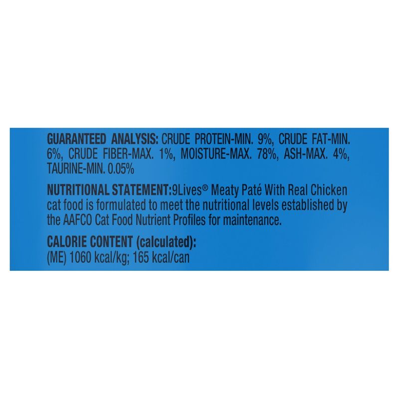 9Lives Meaty Paté with Real Chicken Cat Food, 5.5 oz, 4 count