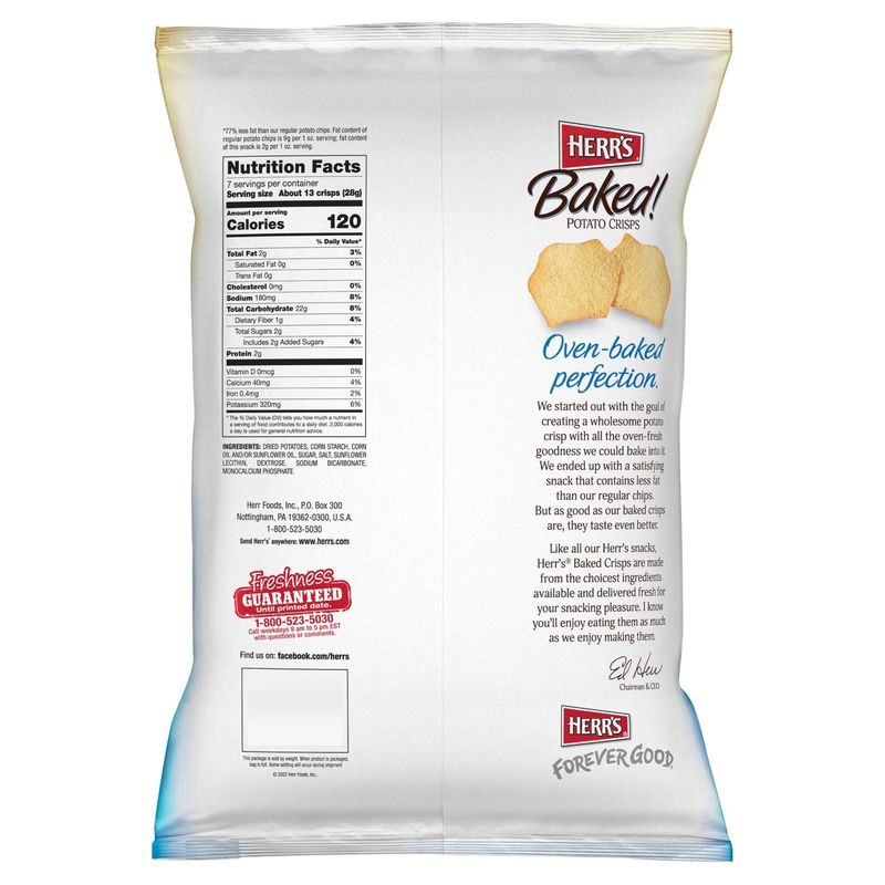 HERR'S Baked! Original Potato Crisps, 7 oz