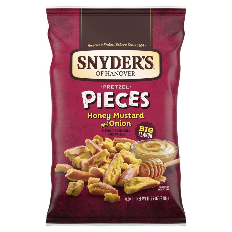 Snyder's of Hanover Honey Mustard and Onion Flavored Sourdough Hard Pretzel Pieces, 11.25 oz