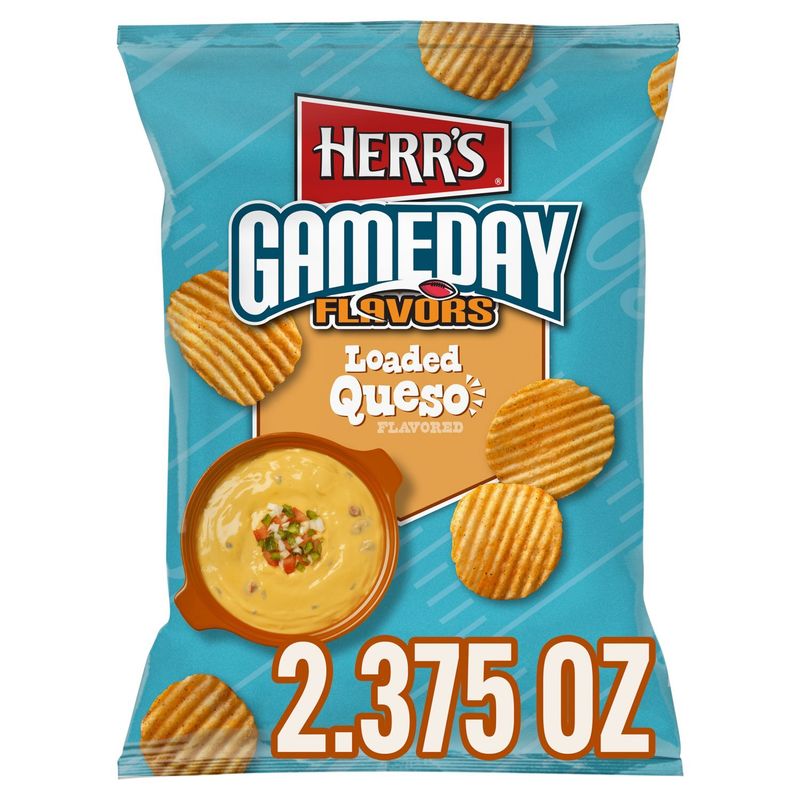 Herr's Gameday Flavors Loaded Queso Flavored Potato Chips, 2 3/8 oz