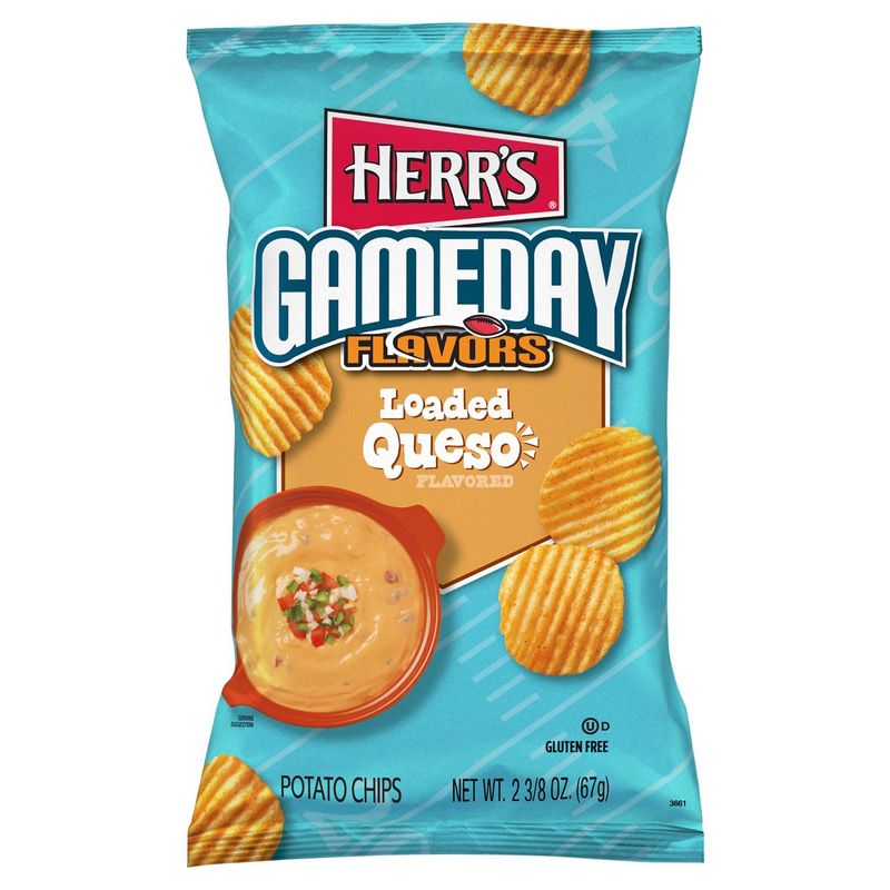 Herr's Gameday Flavors Loaded Queso Flavored Potato Chips, 2 3/8 oz