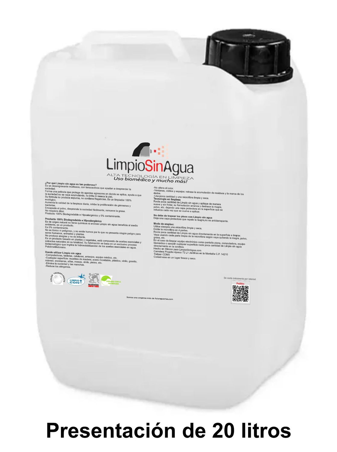 Limpio sin agua en porrón de 20 litros