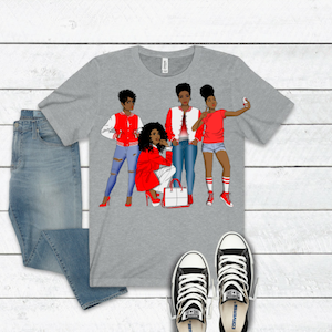 T-Shirt - Red and White Sisters