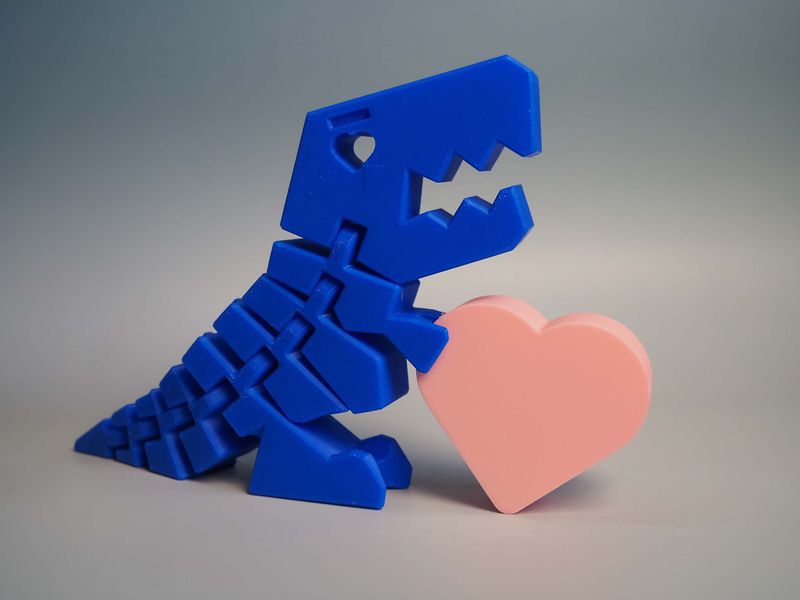 ​Dino Flexi z Sercem XXL - niebieski z różowym sercem