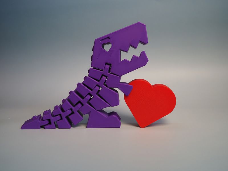 ​Dino Flexi z Sercem XXL - fioletowy z czerwonym sercem