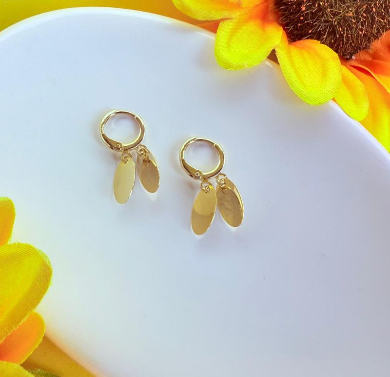 BRINCO PENDENTE DUPLO OVAL BANHADO A OURO