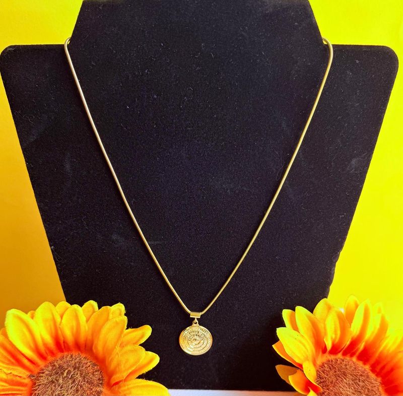 COLAR BERLOQUE AMOR E FE BANHADA A OURO 18