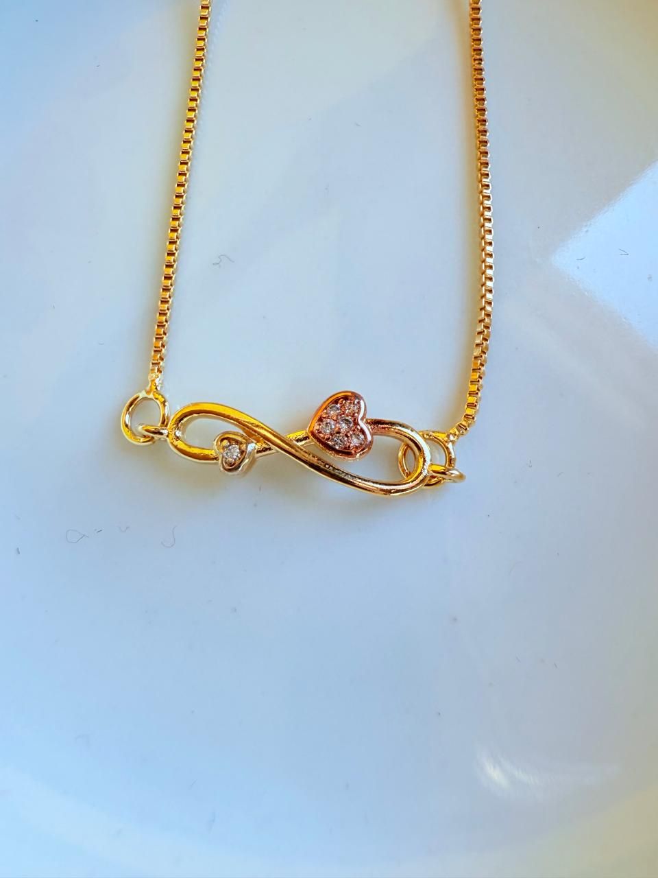 COLAR INFINITO BANHADO EM 3 OUROS COM ZIRCONIA LUXO