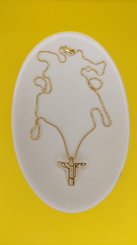 COLAR CRISTO REDENTOR BANHADO A OURO 18K