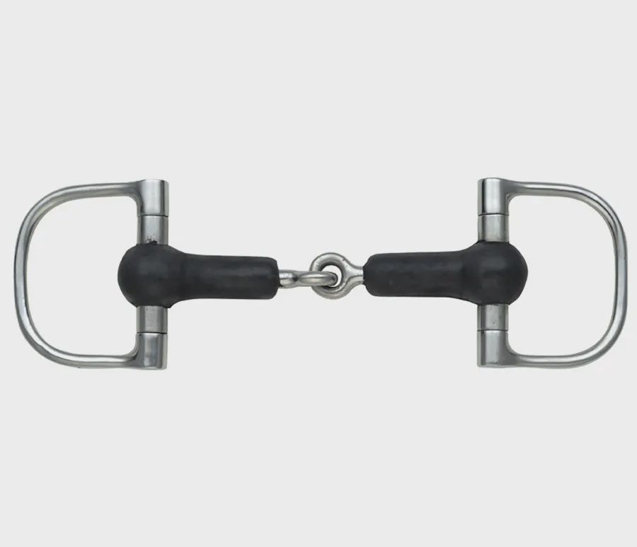 Rubber Covered Single Jointed D Ring Snaffle