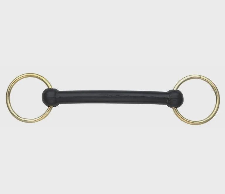 Rubber Covered Overcheck Bradoon - Brass Rings - 4.5in