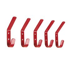 Hat &amp; Coat Hooks - x5, Colour: Red