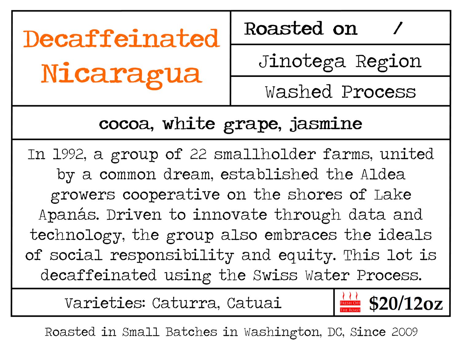 Decaffeinated Nicaragua Aldea
