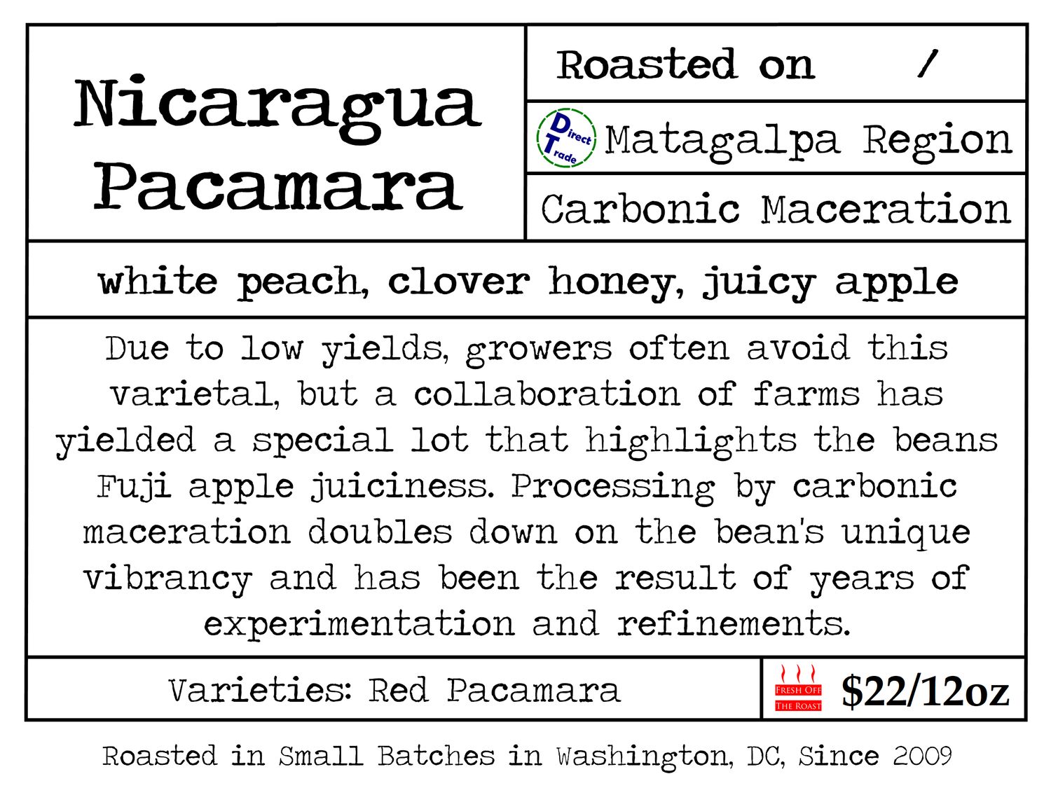 Nicaragua Carbonic Maceration Natural-Pacamara