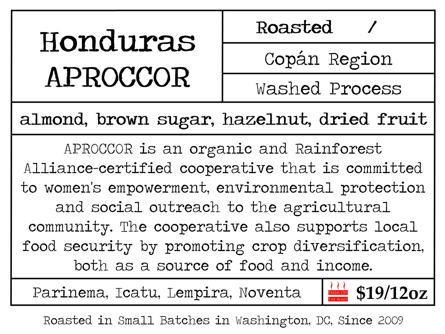 Honduras Copan APROCCOR