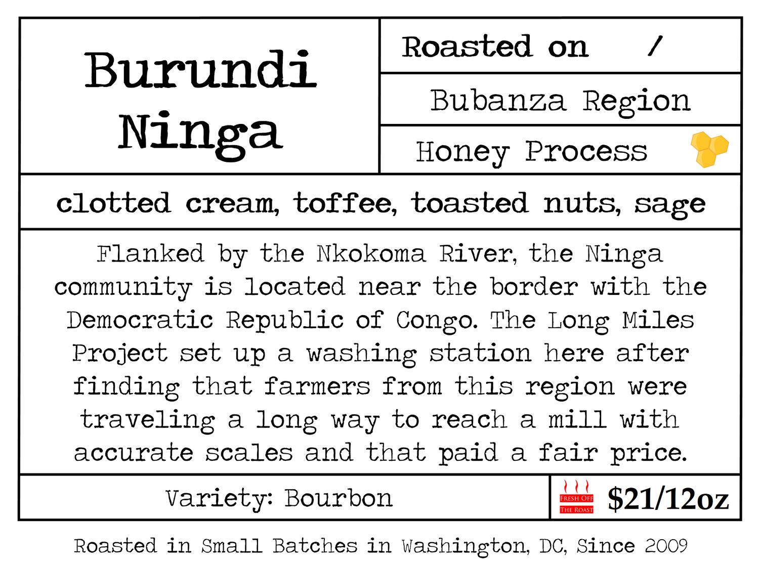 Burundi Ninga Honey