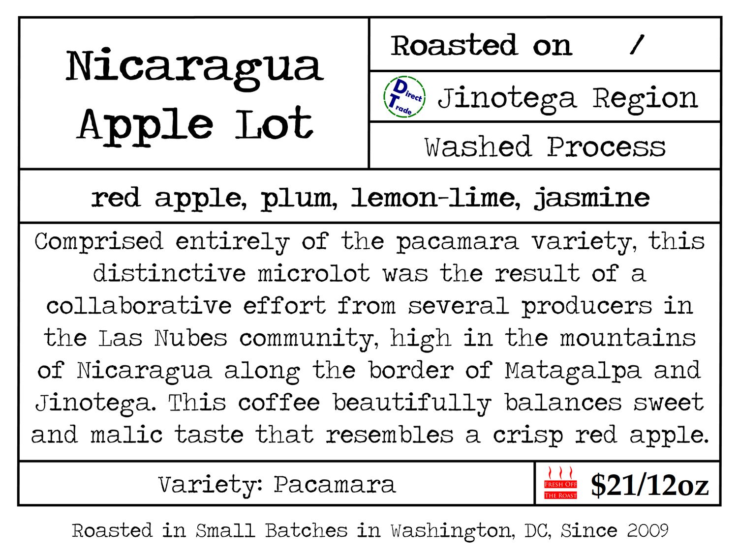 Nicaragua Pacamara Apple