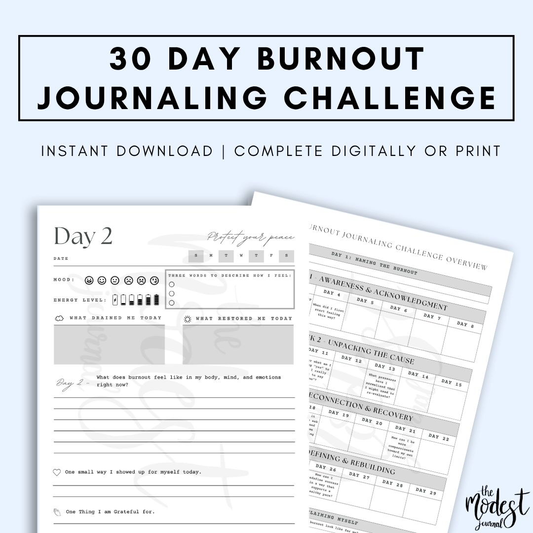 30 Day Burnout Journal Challenge