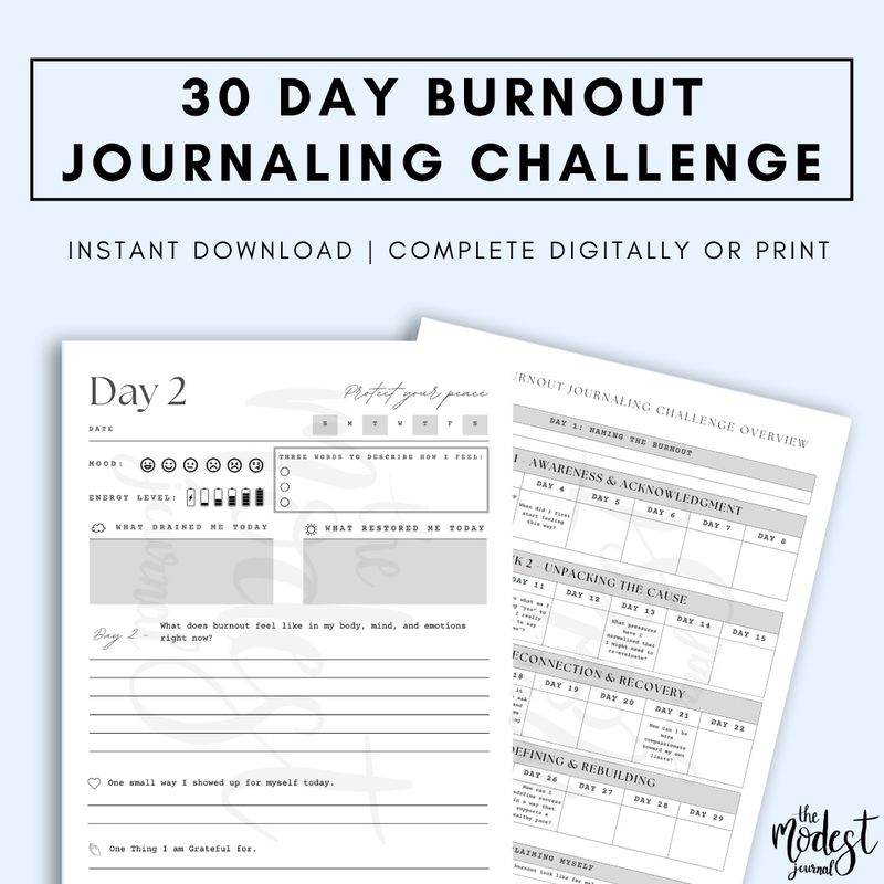 30 Day Burnout Journal Challenge