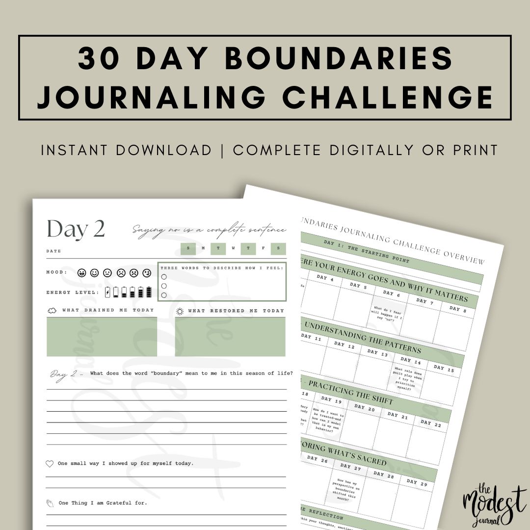 30 Day Boundaries Journaling Challenge