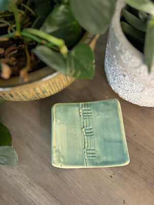 Ceramic Soap Dish - Handmade Green