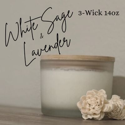 White Sage &amp; Lavender 3-Wick 14oz Soy Candle