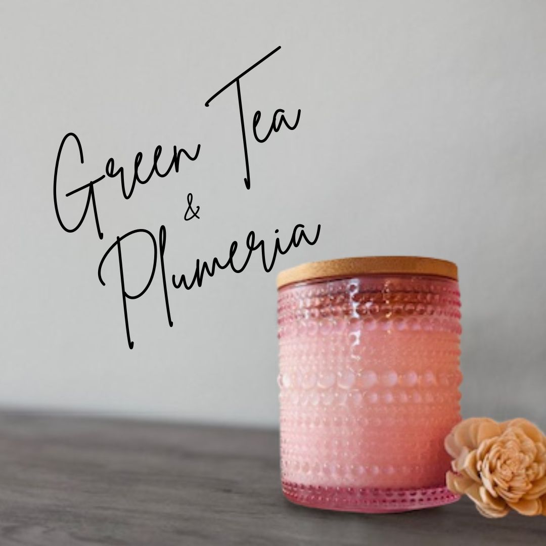 Green Tea And Plumeria 10oz Soy Candle - Pink