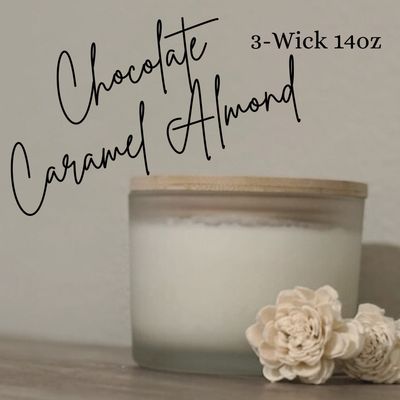 Chocolate Caramel Almond 3-Wick 14oz Soy Candle