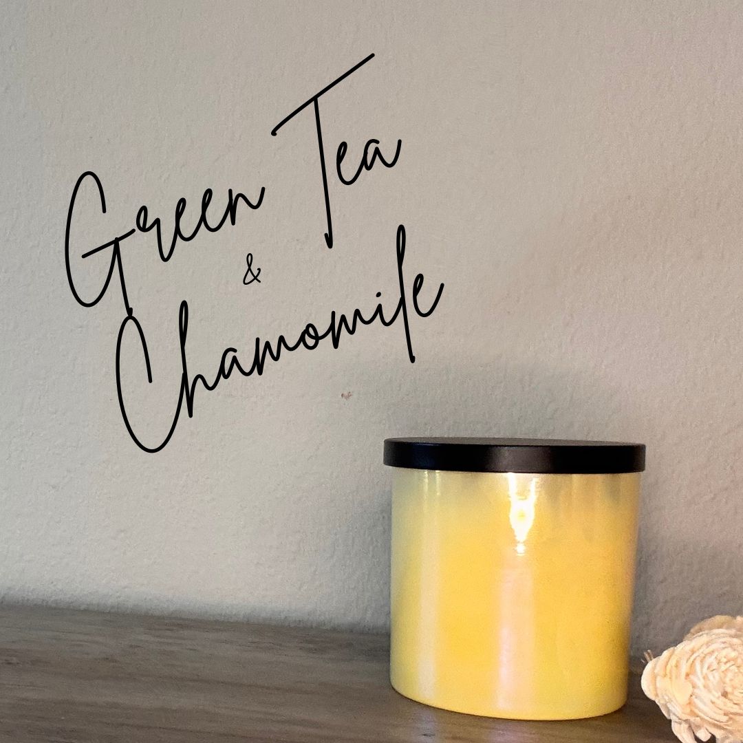 Green Tea &amp; Chamomile 11oz Soy Candle-Yellow