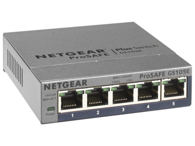 Netgear GS105E-200NAS ProSAFE Plus 5 Port Gigabit Switch