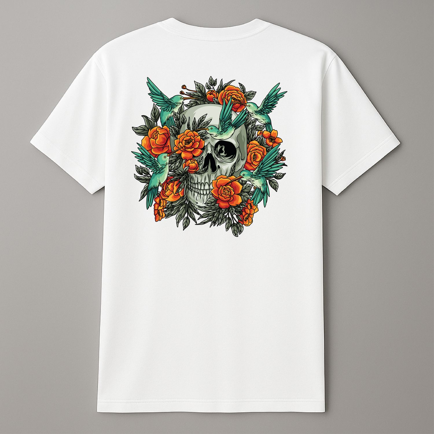 Koszula &quot; Skull with Roses&quot; Biała