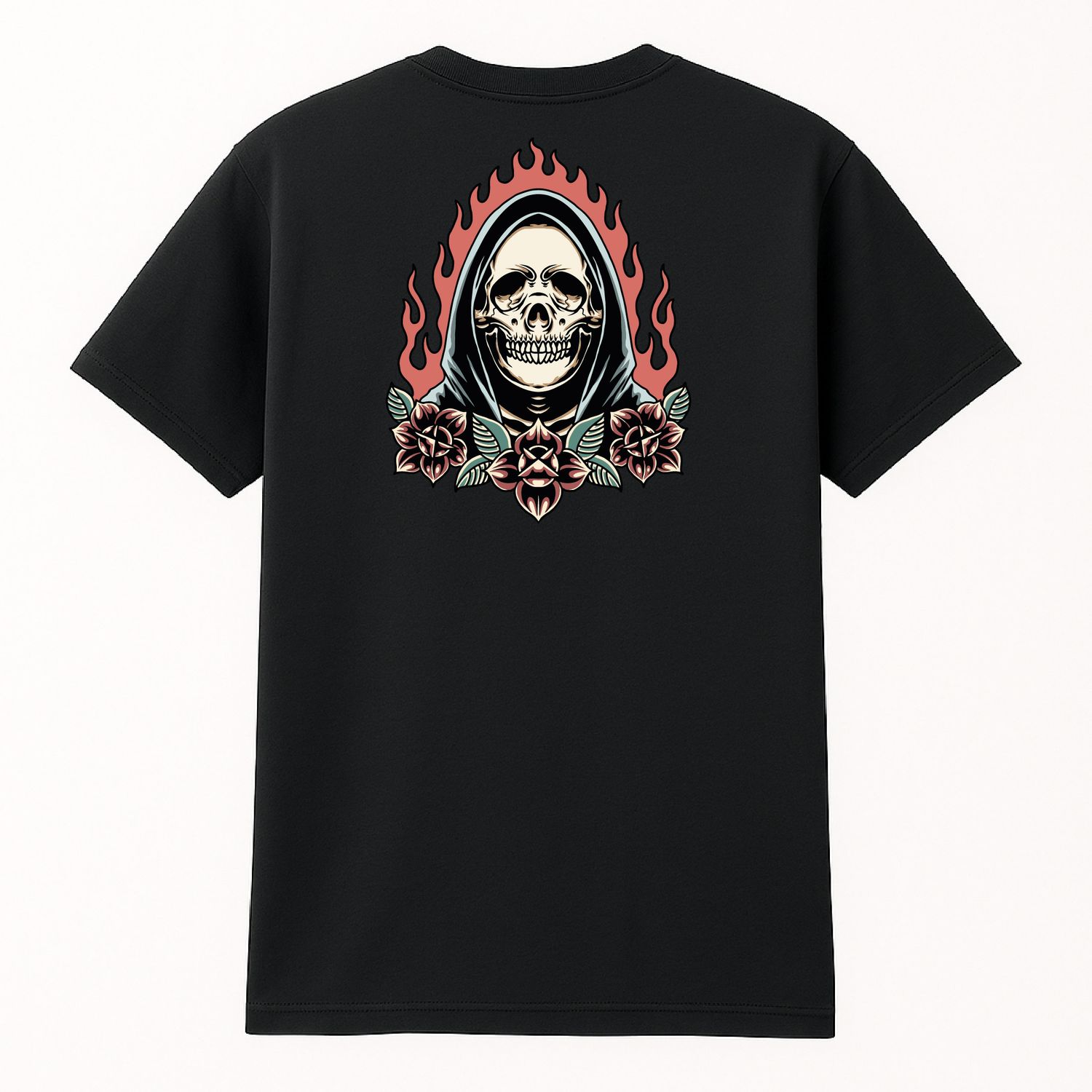 Koszula &quot;Hooded Skull &amp; Roses in Flame&quot; Czarna