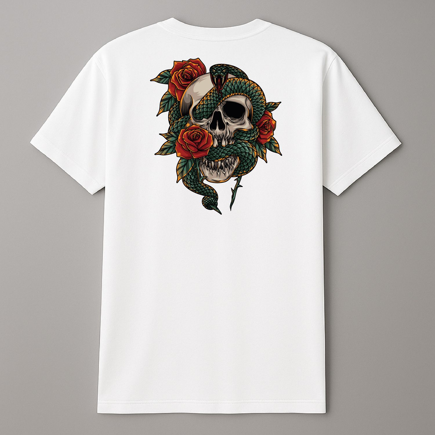 Koszula &quot;Skull Wrapped by Roses and Snak&quot; Biała