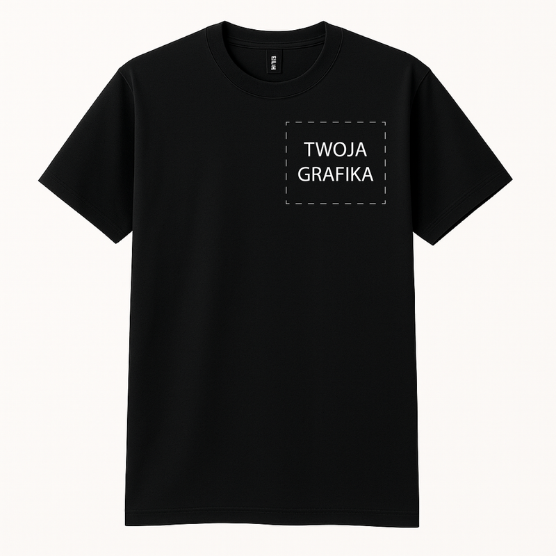 Koszulka personalizowana z małym nadrukiem – logo lub grafika na piersi