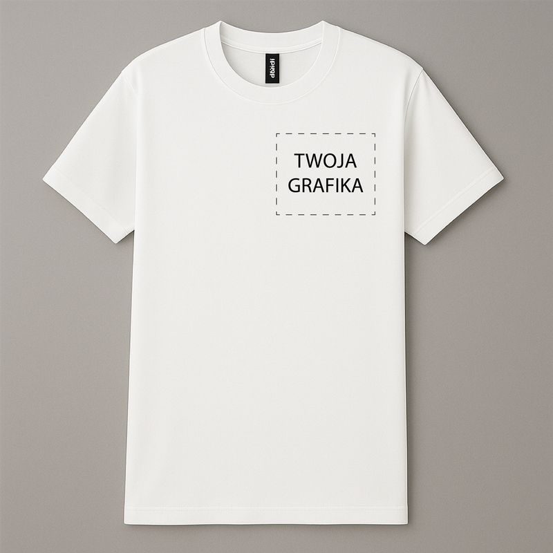 Koszulka personalizowana z małym nadrukiem – logo lub grafika na piersi