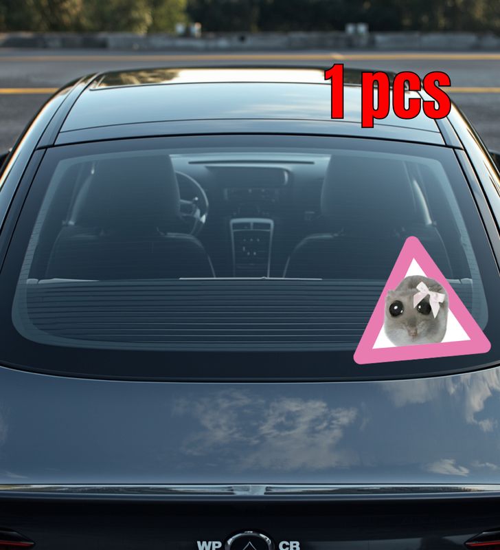 Naklejka na szybę – Różowy trójkąt z chomikiem (meme)