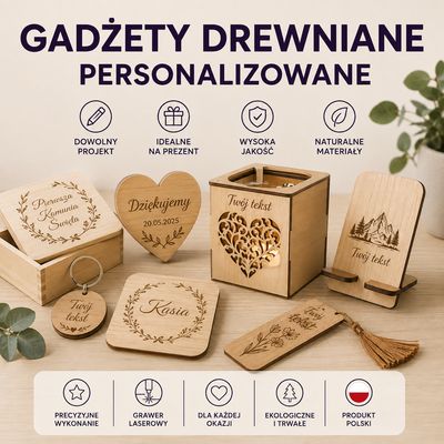 Gadżety Drewniane Personalizowane