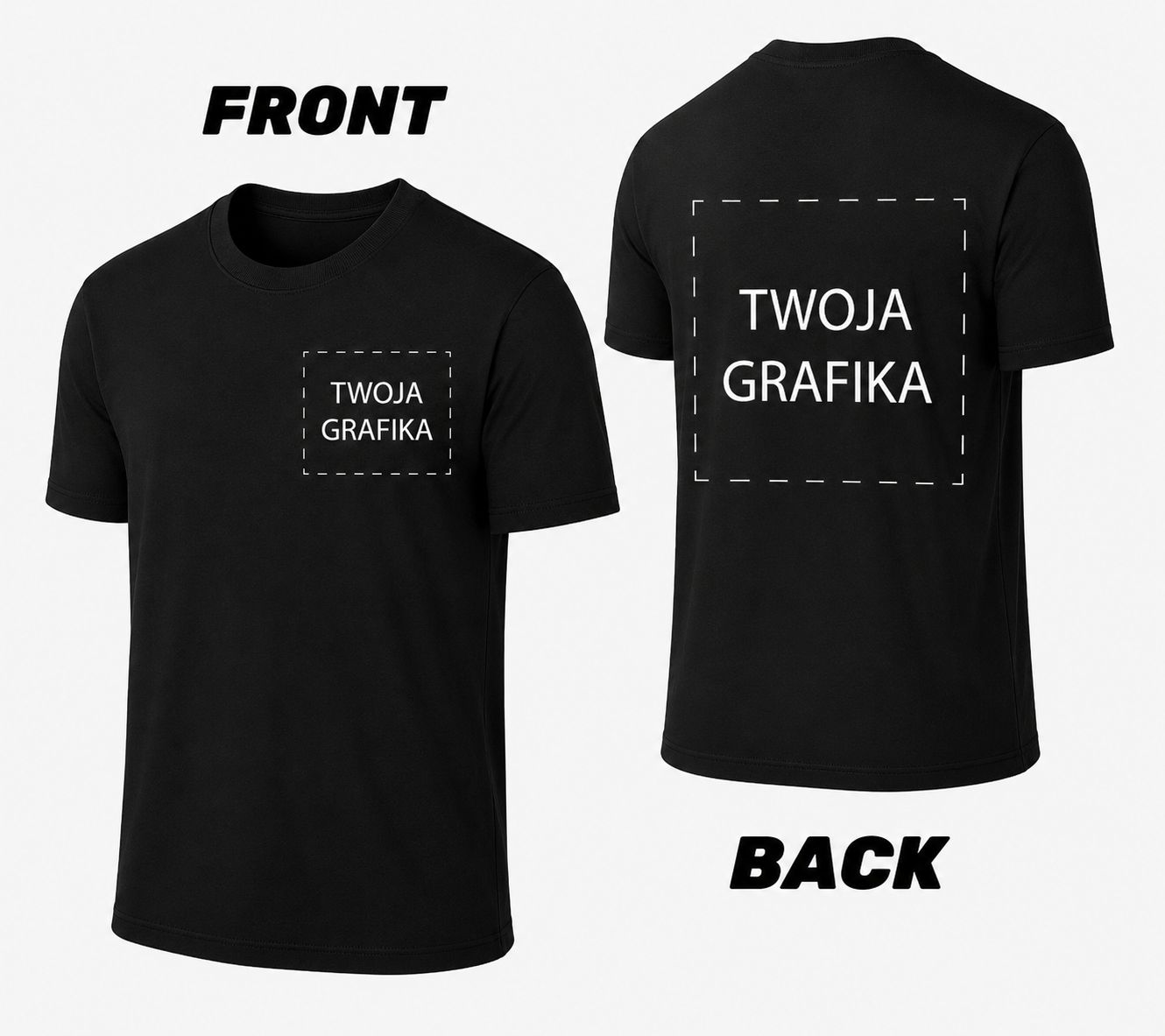 Koszulka personalizowana dwustronna – mały nadruk na piersi + duży na plecach