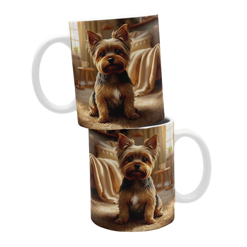 KUBEK NA PREZENT Z NADRUKIEM DO HERBATY CERAMICZNY Z PSEM YORKSHIRE TERRIER
