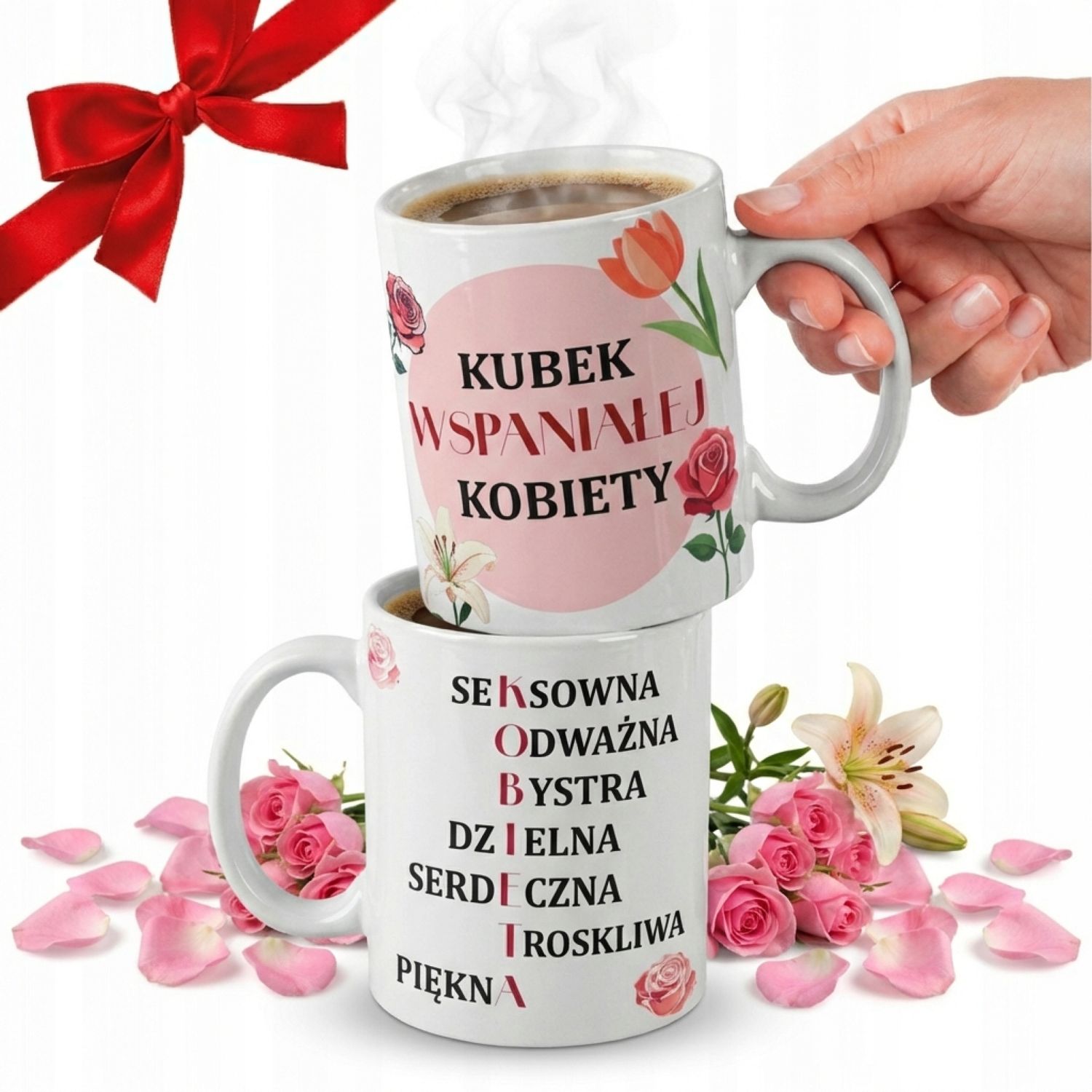 KUBEK NA PREZENT DZIEŃ KOBIET Z NADRUKIEM KUBEK WSPANIAŁEJ KOBIETY