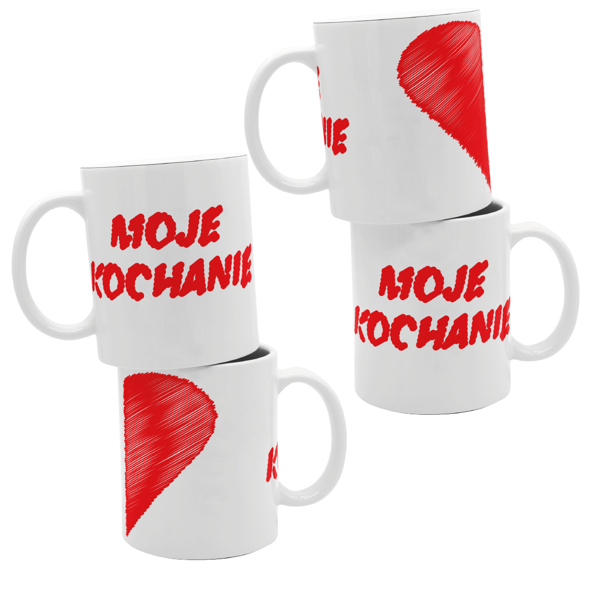 Komplet Kubków dla Zakochanych Dwie Połówki Serca Zestaw 2 szt. DLA NIEJ