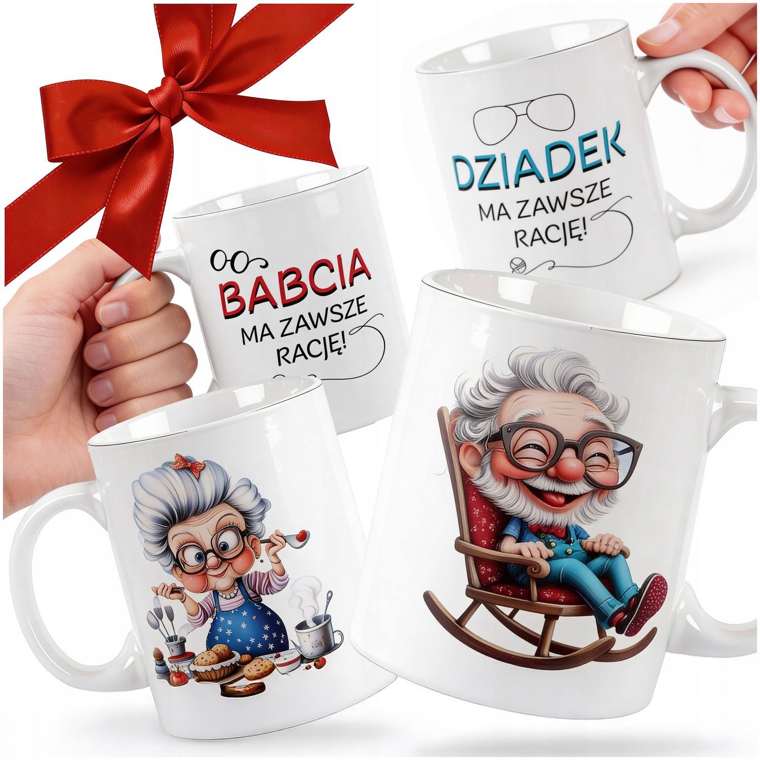 KUBEK NA DZIEŃ BABCI I DZIADKA ZESTAW KUBKÓW ZAPAKOWANE NA PREZENT 2 SZT.